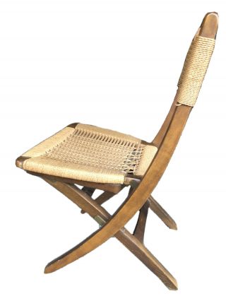 Vintage Rope Folding Chair Mid Century Modern Yugoslavia Hans Wegner