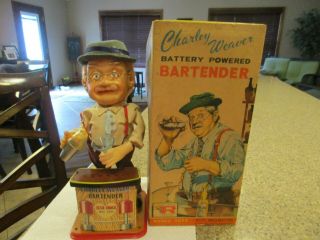 Vintage 1962 Charley Weaver Battery Powered Bartender Toy Rosko Toys
