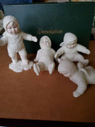 Department 56 Snowbabies All Fall Down 7984 - 7 Retired Set Of 4