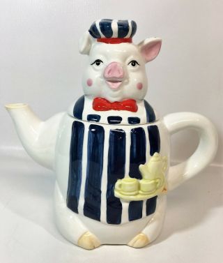 Pig Teapot Ceramic Chef Hat Apron