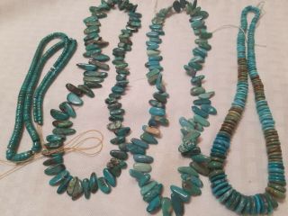 Estate Rare On String Vintage Strands American Turquoise Beads