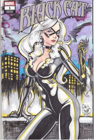 Black Cat 1 Sketch Cover Art By Chris Caniano Sexy Pinup