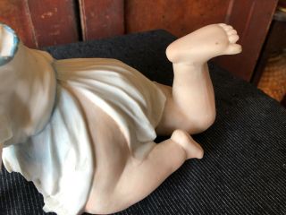 Antique German Porcelain Piano Baby Large Crawling Sucking Thumb 9” Doll Heubach 3