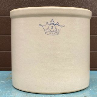 Vintage Robinson Ransbottom 2 Gallon Crock Blue Crown 2 Stoneware