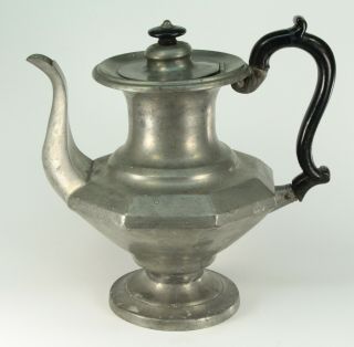 Antique Early 19th C.  Pewter Coffeepot Teapot American Or British