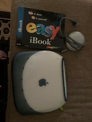 Vintage Clamshell Ibook In - 2 Power Cords,  Book,  & Bag
