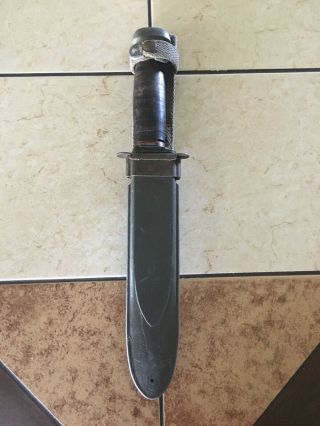 Vintage Ww2 U.  S.  N.  Mk1 Ka - Bar Fixed Blade Combat Knife & Nord 8114 Sheath Mk2