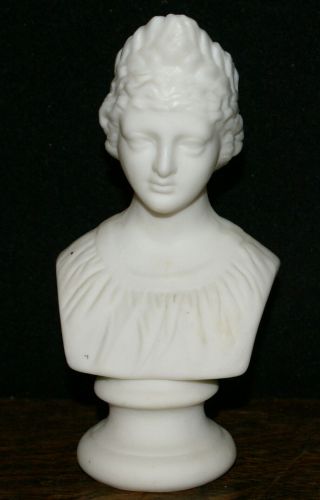 Parian Ware White Porcelain 5.  5  Bust Of Peace Figure Of A Woman