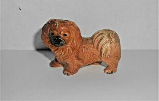 Antique Hubley Cast Iron Pekingese Dog Painted Card Holder/paper Weight Nr.