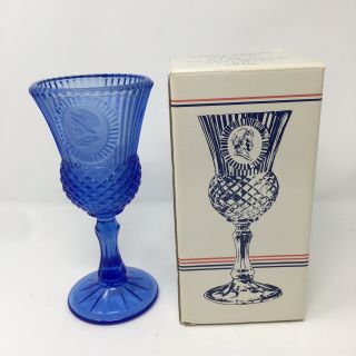 Avon Fostoria Glass Martha Washington Cobalt Blue Goblet Candle Holder 8 
