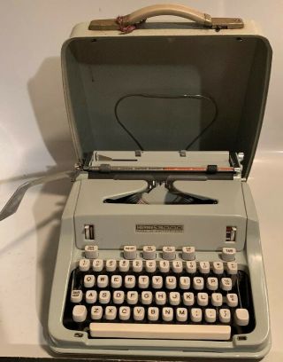 Vintage Rare Hermes 3000 Portable Typewriter With Case & Brushes