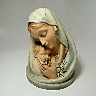 Vintage A.  Borsato Porcelain Holy Madonna & Child Baby Jesus Sculpture Italy