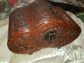 Antique Asian Hand Carved Wooden Jewlery Box 30cm (l) X 20cm (h) X 15cm (w)