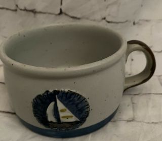 Otagiri Stoneware Japan Sailboat Nautical Ocean Seashore Wide Coffee Mug Cup