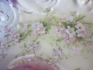 Antique Victorian C.  T.  Carl Tielsch Germany porcelain floral Fancy large Dish 14 3