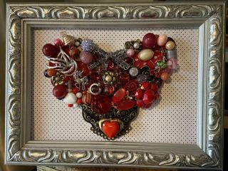 Vintage Jewelry Gift Valentines Heart Framed 5x7 Decoration Love Wife