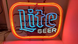 Vintage Miller Beer " Lite Beer " Neon Sign,  Circa 1983 Shape