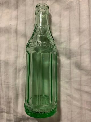 Vintage Cheerwine Embossed Soda Bottle Greenville,  Sc South Carolina Lgw 1952
