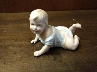 Antique Germany Heubach Crawling Baby Porcelain Figurine Piano Baby