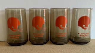 4 - Vintage Cleveland Browns Nfl Football Drinking Juice Glasses Smoked