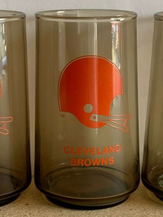 4 - Vintage Cleveland Browns NFL Football Drinking Juice Glasses Smoked 2