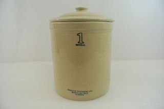 Medalta Potteries One Imperial Size Crock Sugar Jar Medicine Hat Alberta 7.  5 X 8