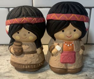 Indian Girl And Boy Salt & Pepper Shakers Native American Vintage