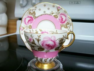 Antique Eb Foley England Bone China Tea Cup Pink Rose Lion Mark 1850