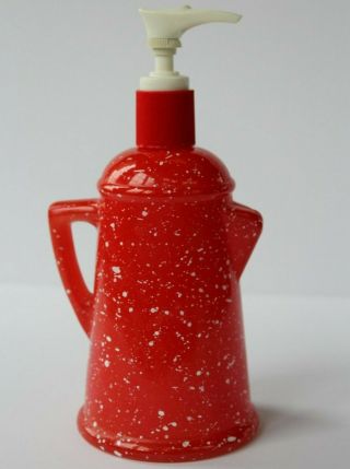 Avon Vintage Country Style Red Coffee Pot Soap Lotion Dispenser Bottle