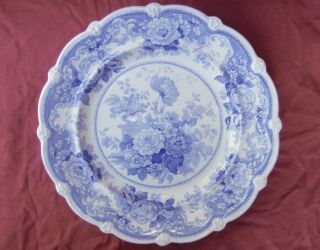 Antique Staffordshire Transferware Blue/white 10 ",  Dinner Plate - Rose Garden 01
