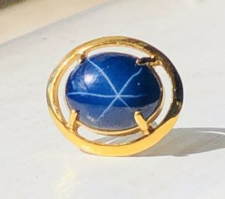 Vintage 18k Solid Yellow Gold Men’s Star Sapphire Tie Tack Pin