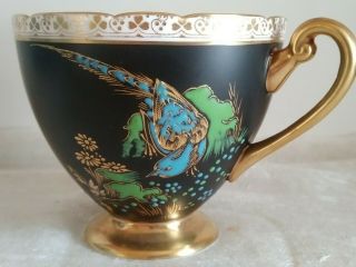 Vintage Shelley England Black & Gold Coffee Tea Cup Fine Bone China Collectible