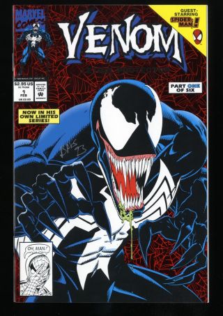 Venom Lethal Protector 1,  Red Foil Cover Signed By Mark Bagley Near 1993