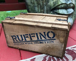 Vintage Rare Ruffino Italian Wine Wood Crate Hinged Top