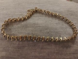 Vintage Estate 14k Yellow Gold Diamond Tennis Bracelet S - Link 7.  25 "