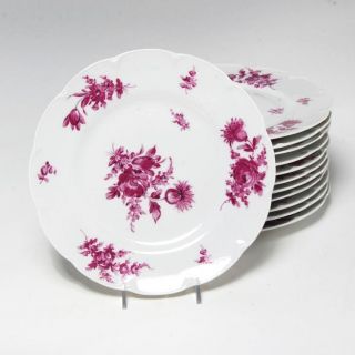 Vintage Set Of 12 Theodore Haviland Limoges Salad Plate Camaieu Pourpre Pattern