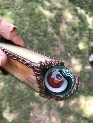 Vintage Sue Ross Stained Glass Kaleidoscope With Hand Blown Marble Unique Rare -