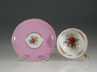 Royal Chelsea Pink With Rose Bouquet Tea Cup And Saucer,  England C,  1951 - 61