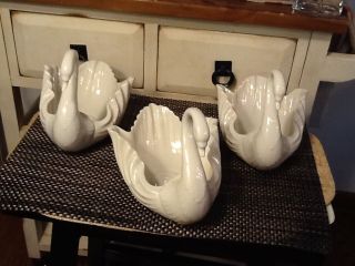(3) Elegant Vintage Lenox Fine China Figural Swan Candy Dish Bowl Made In Usa