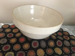 Antique Vintage Stoneware Crock Mixing Bowl 11 " Salt Glaze Farmhouse Kitchen