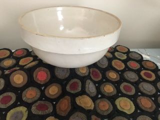 Antique Vintage Stoneware Crock Mixing Bowl Salt Glaze Farmhouse Kitchen 10 "