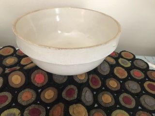 Antique Vintage Stoneware Crock Mixing Bowl Salt Glaze Farmhouse Kitchen 10 