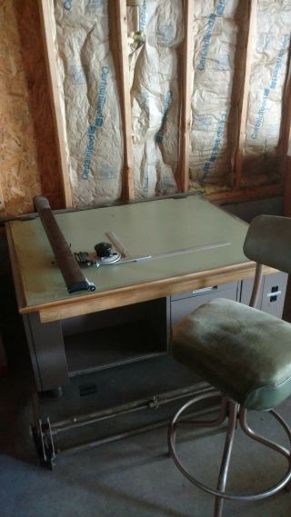 Vintage Drafting Table Desk O Matic 2 With Vemco V Track