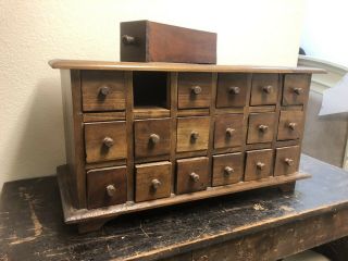 Vintage/antique 18 Drawer Apothecary Spice Cabinet 25.  5” X 13” X11.  5”