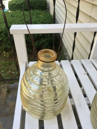 Vintage Antique Yellow Glass Beehive Shaped Fly Bee Wasp Bug Insect Catcher