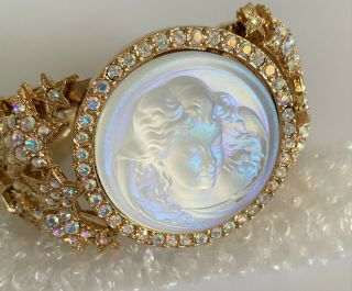 Vintage Kirks Folly Dream Angel Ab Crystal Stars Goldtone Bangle Bracelet