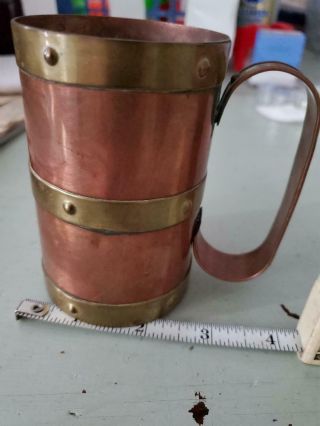Collectible Vintage Handmade Copper And Brass Cup Mug Tankard With Patina