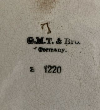 Antique Blue & White Hanging Stoneware SALT Box w/ Lid Marked GMT & Bro Germany 2