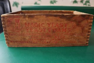 Old Magic Yeast Owl And Moon Label Wood Crate Box Vintage Early 1900