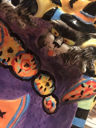 Fitz And Floyd Halloween Kitty Witches Boo Large Bowl Great Shape 2